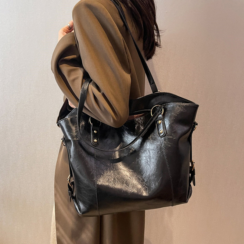 Luxury Tote Bags With Zipper - Vintage Dames Schoudertas Met Grote Capaciteit