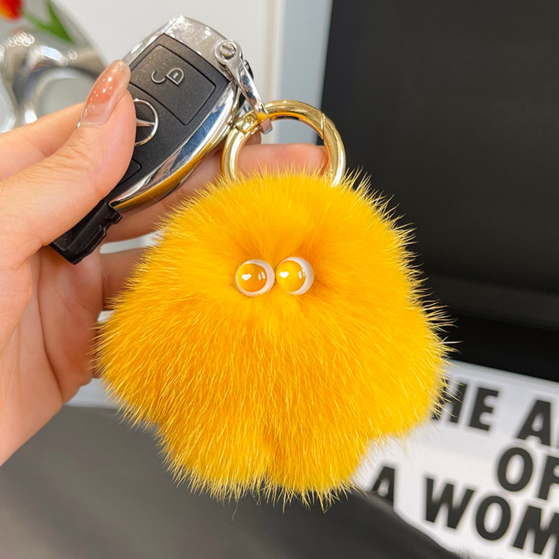 Luxe 8cm Pluizige Echt Minkbon - Luxury Bags Yellow recensie en prijs